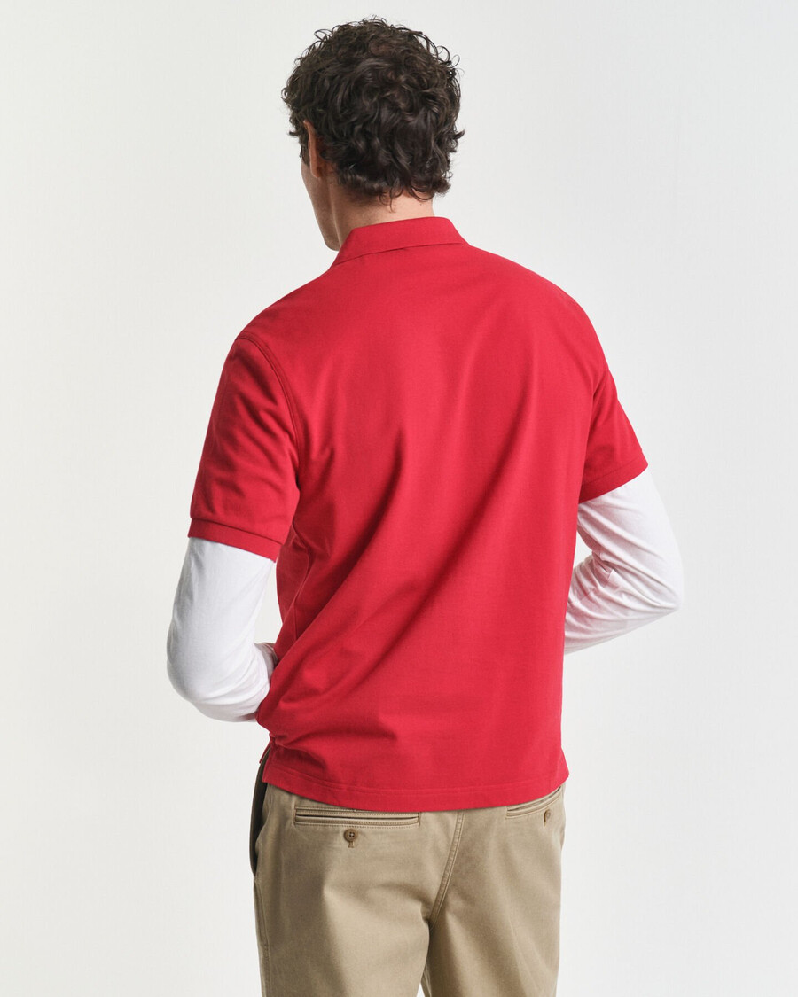 camisa polo shield piqué de corte regular - vermelho rubi