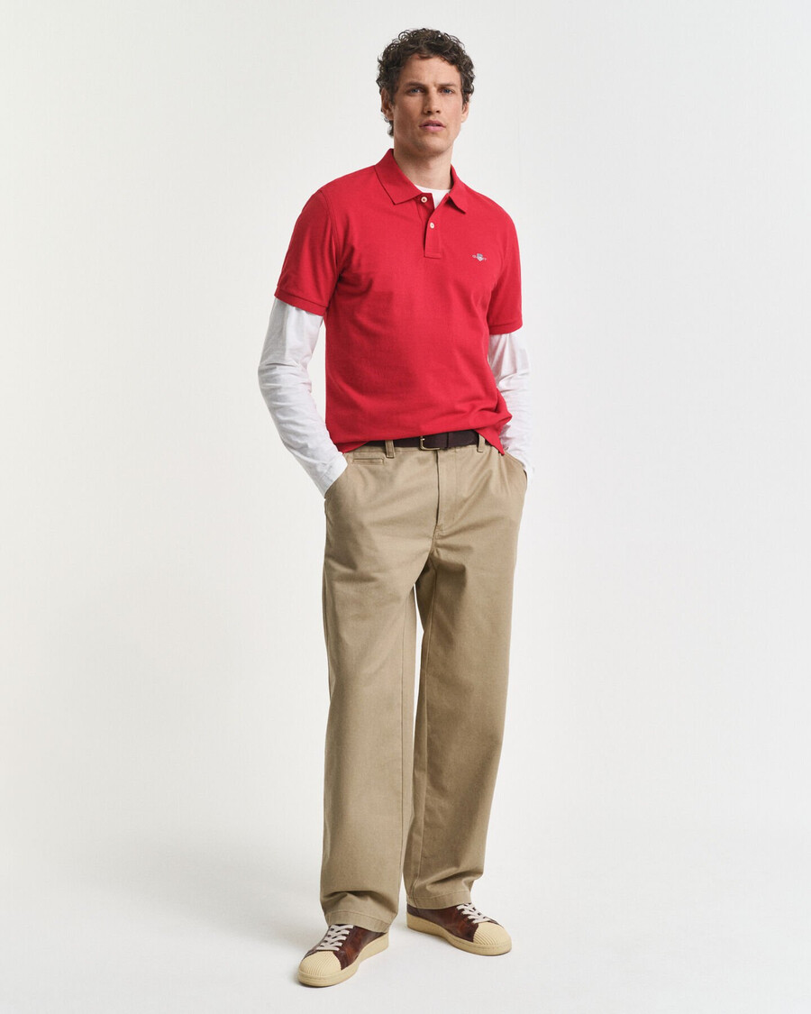 camisa polo shield piqué de corte regular - vermelho rubi