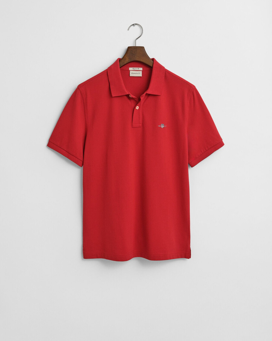 camisa polo shield piqué de corte regular - vermelho rubi