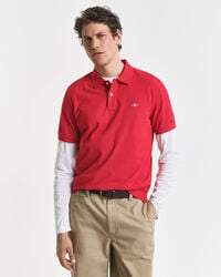 camisa polo shield piqué de corte regular - vermelho rubi