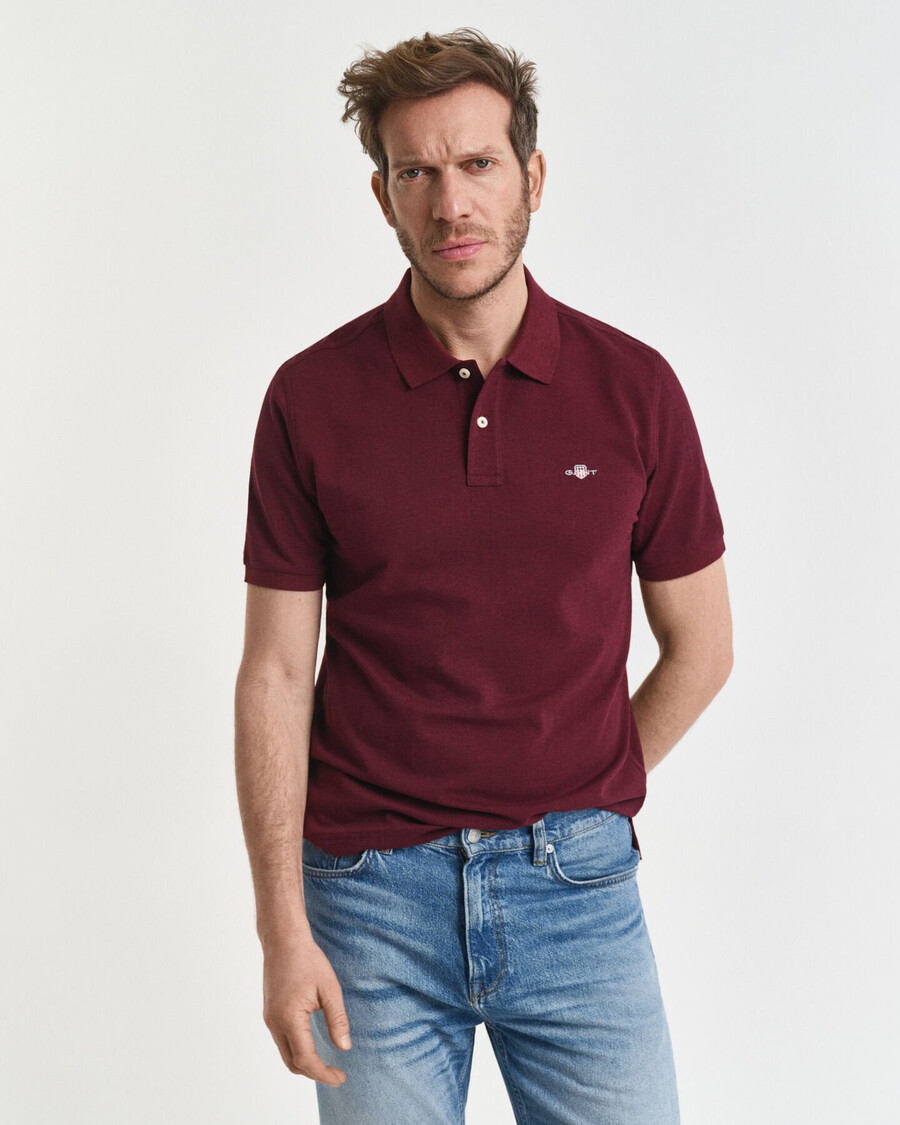 polo regular fit shield piqué - bordeaux melange