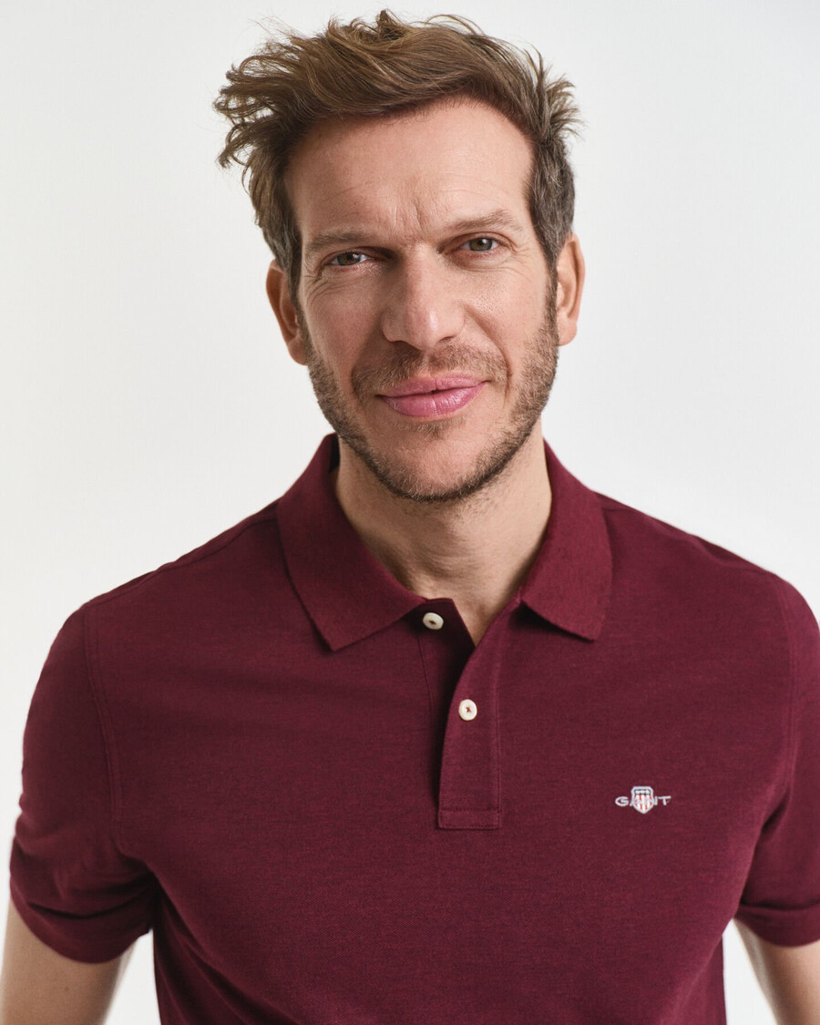 polo regular fit shield piqué - bordeaux melange