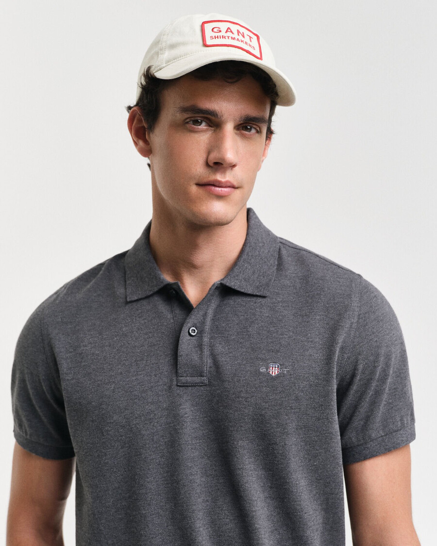 camisa polo regular fit shield piqué - antracit melange