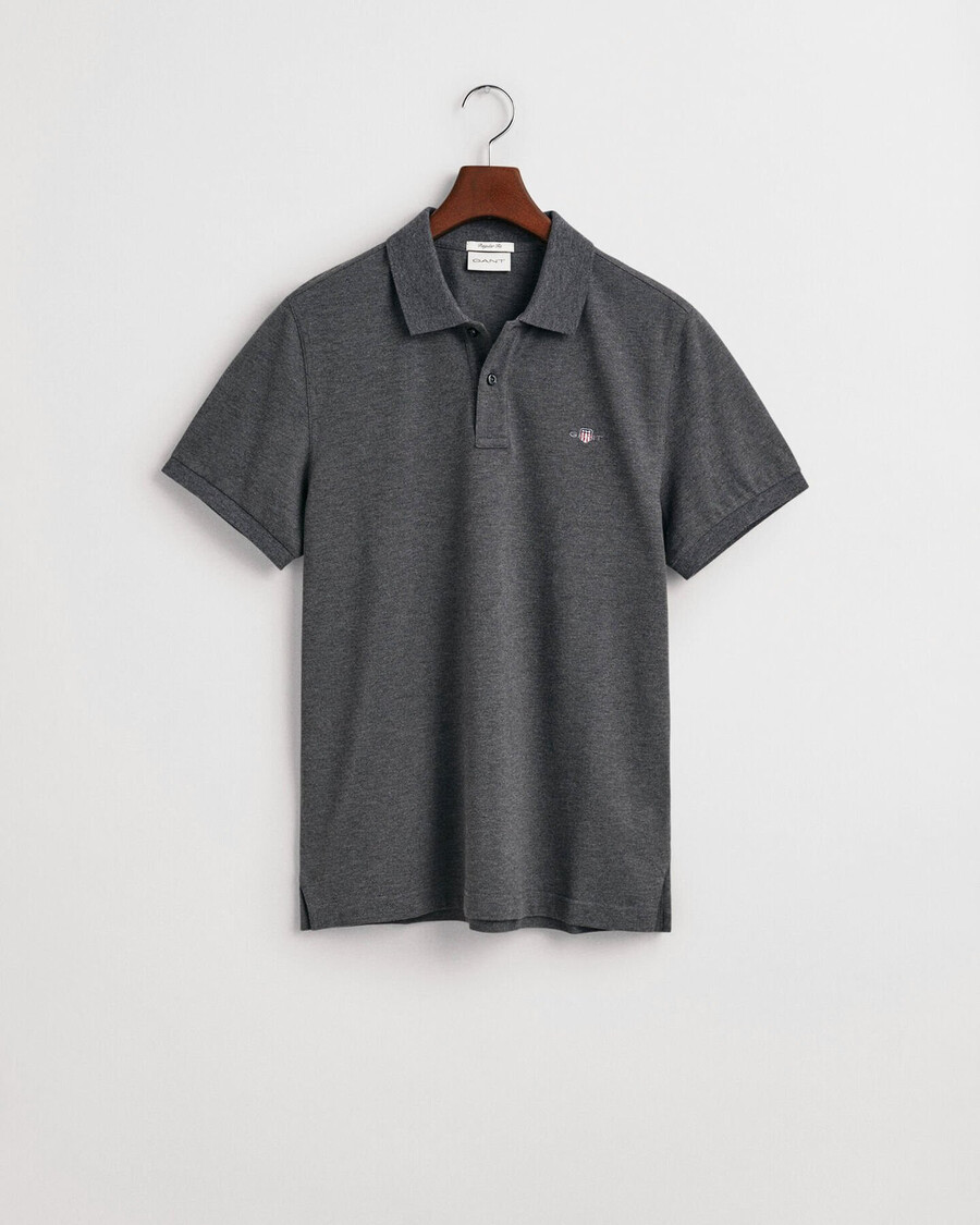 camisa polo regular fit shield piqué - antracit melange
