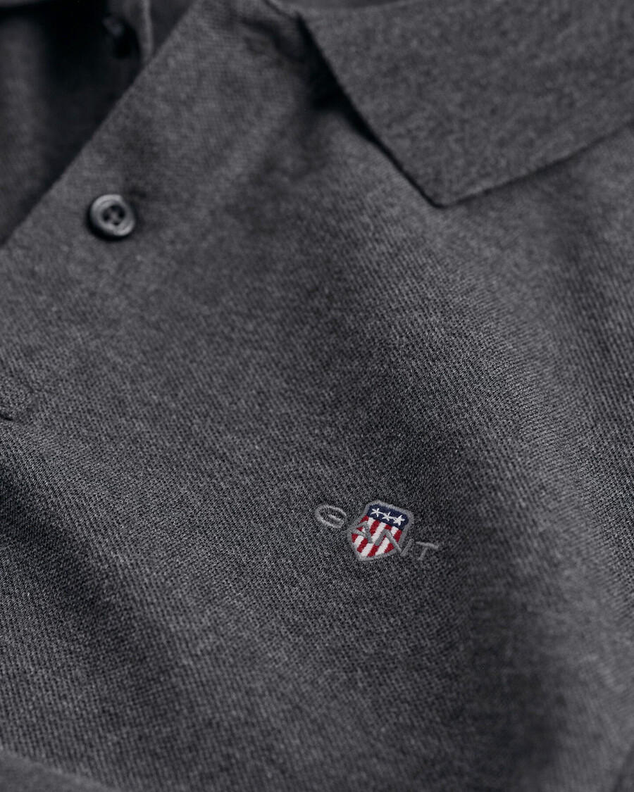 camisa polo regular fit shield piqué - antracit melange