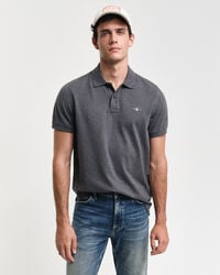 camisa polo regular fit shield piqué - antracit melange