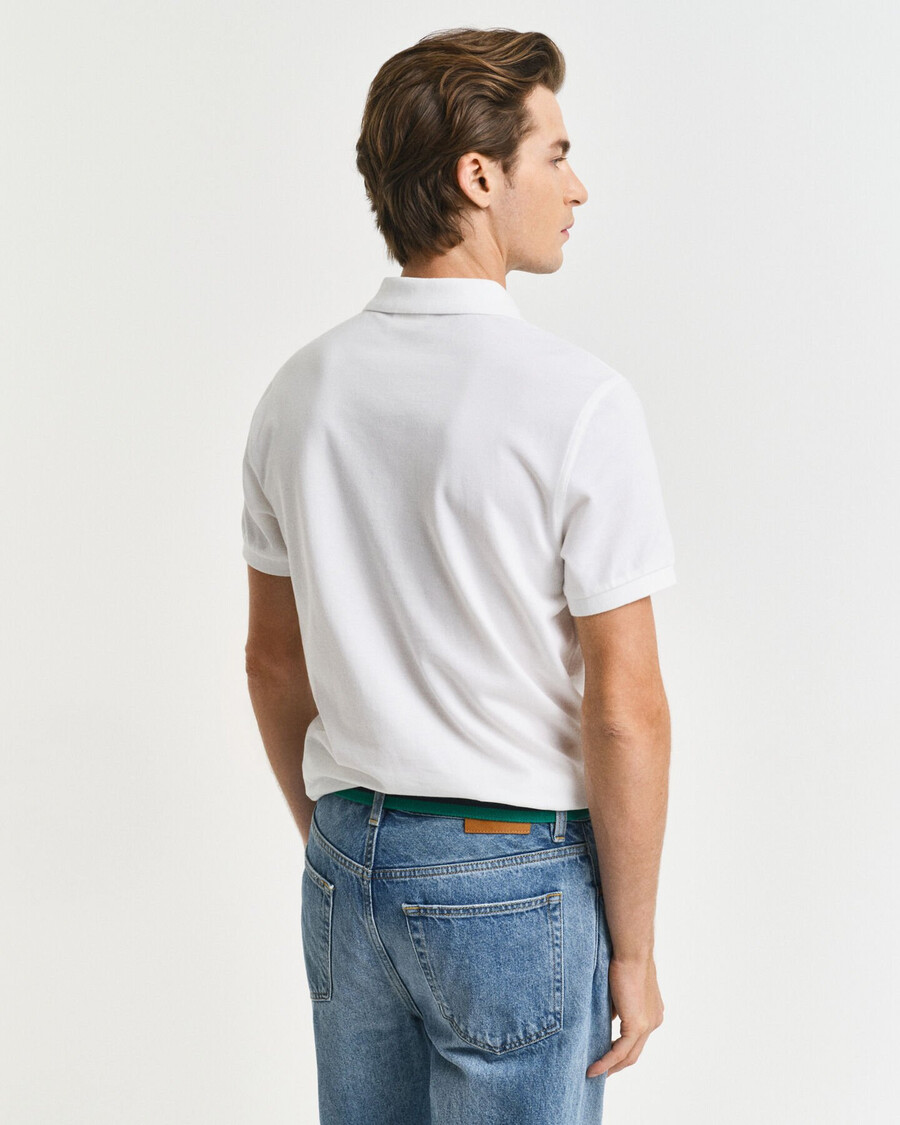 camisa polo slim fit shield piqué - branca