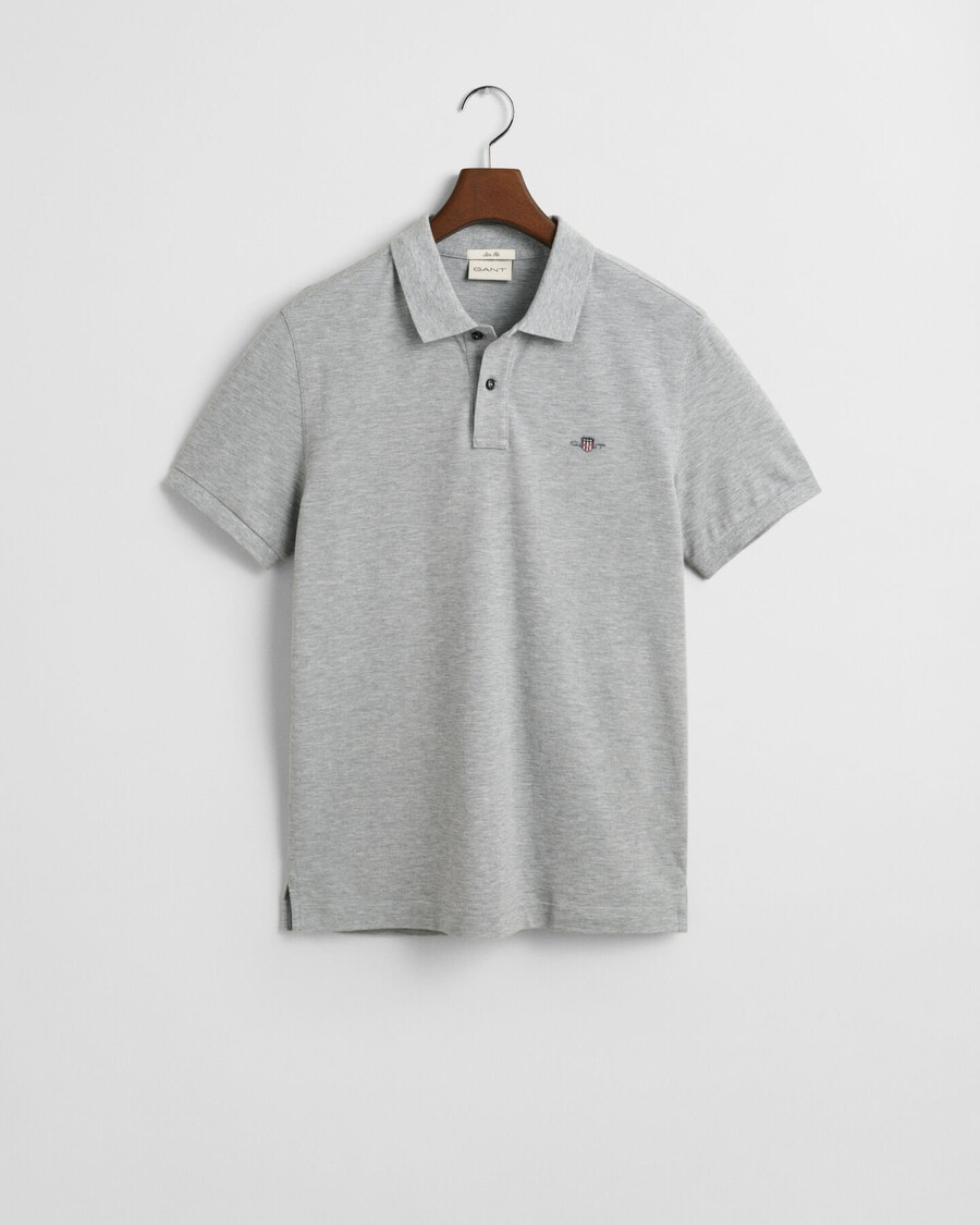 polo slim fit shield piqué - cinza melange