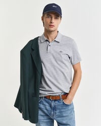 polo slim fit shield piqué - cinza melange