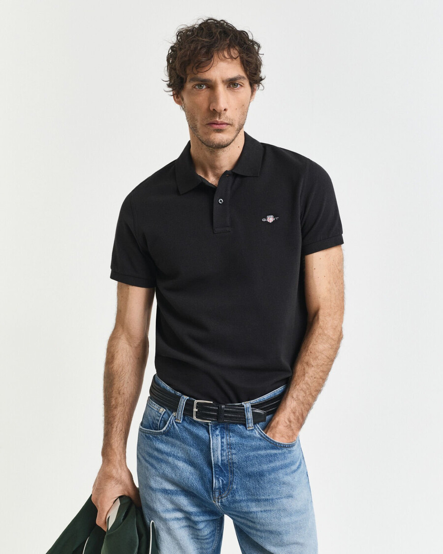 polo slim fit shield piqué - preto