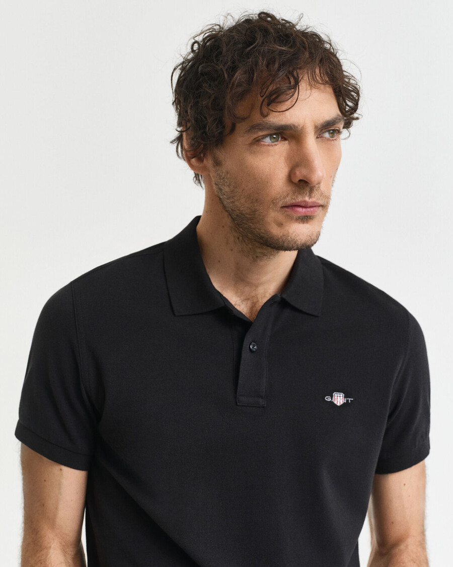 polo slim fit shield piqué - preto