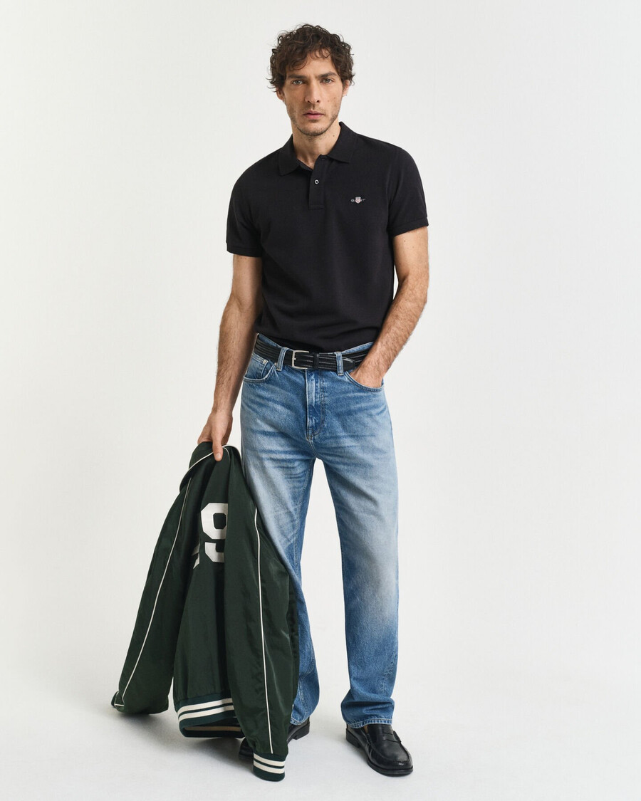 polo slim fit shield piqué - preto