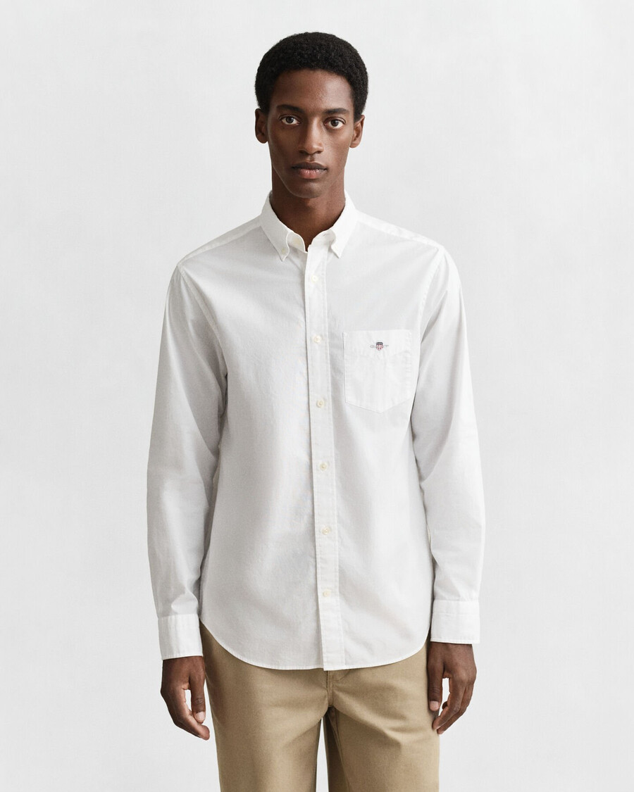 camisa clássica de popeline com corte regular - branca