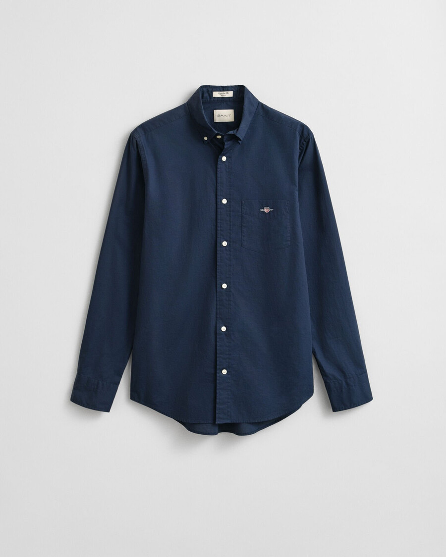 camisa clássica de popeline com corte regular - azul marinho