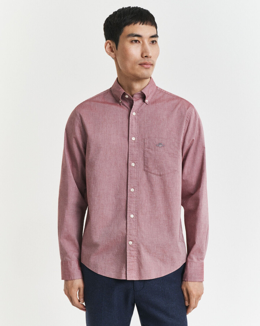 camisa clássica de popeline com corte regular - mescla vermelha volumosa