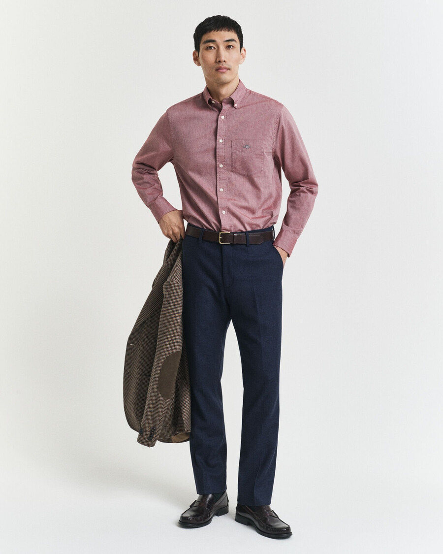 camisa clássica de popeline com corte regular - mescla vermelha volumosa