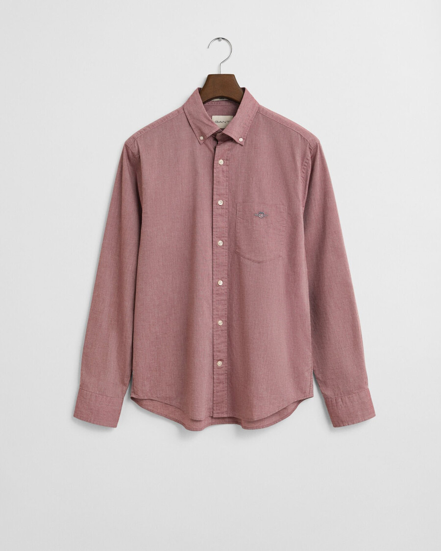 camisa clássica de popeline com corte regular - mescla vermelha volumosa
