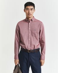 camisa clássica de popeline com corte regular - mescla vermelha volumosa
