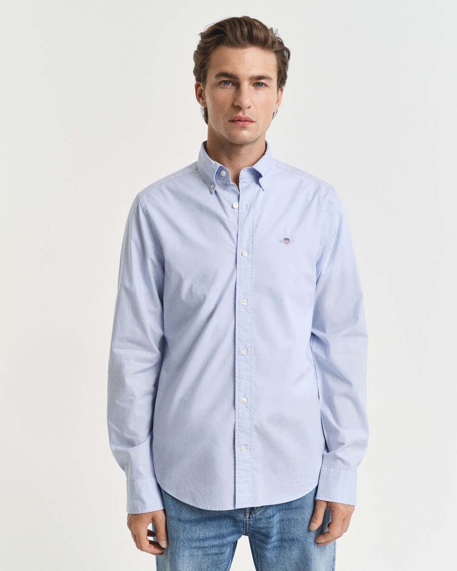 camisa clássica de popeline slim fit - azul claro