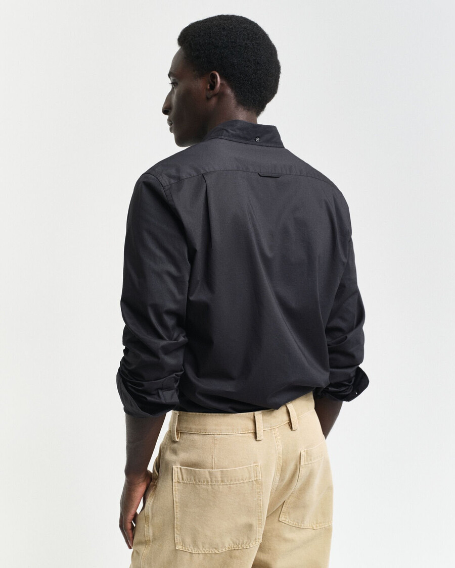 camisa clássica de popeline slim fit - preta