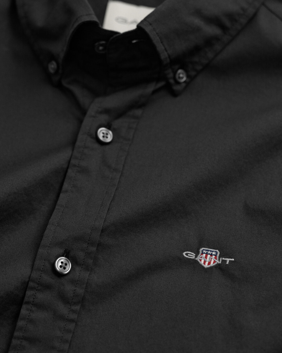 camisa clássica de popeline slim fit - preta