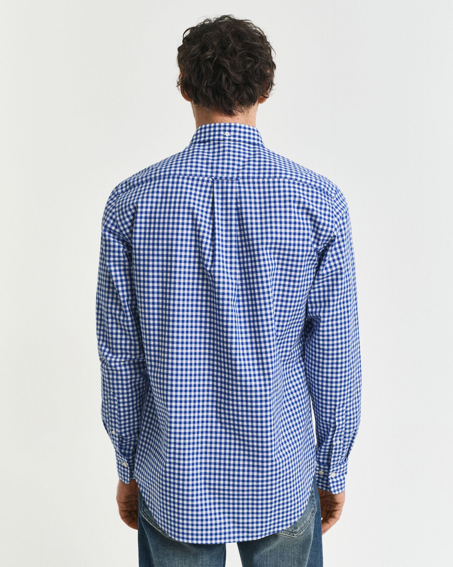 camisa clássica xadrez vichy de corte regular em popeline - azul universitário