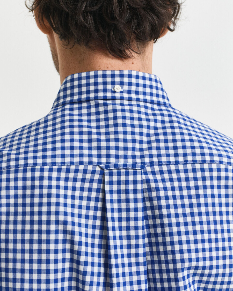 camisa clássica xadrez vichy de corte regular em popeline - azul universitário