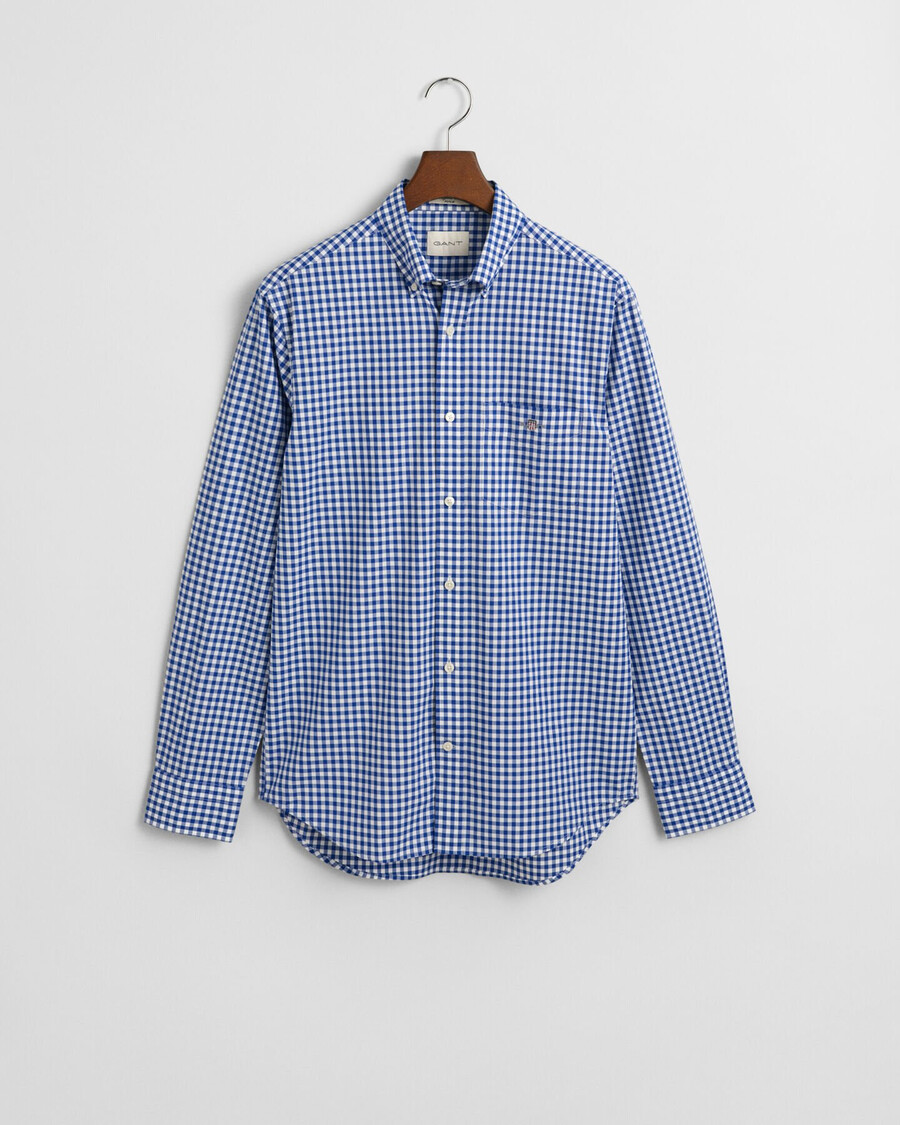 camisa clássica xadrez vichy de corte regular em popeline - azul universitário
