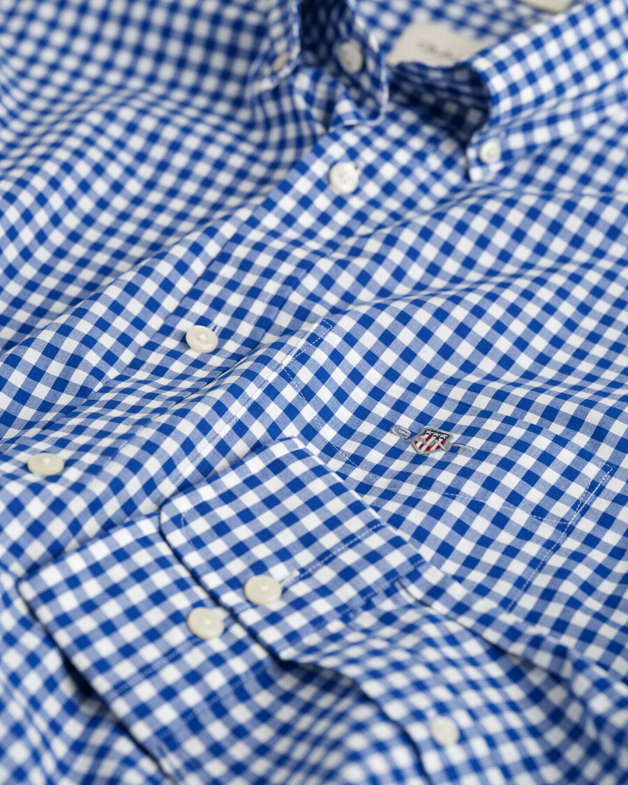 camisa clássica xadrez vichy de corte regular em popeline - azul universitário