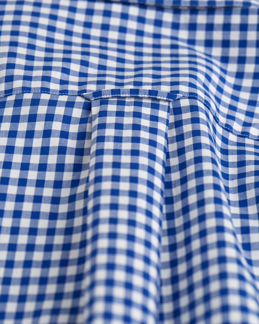 camisa clássica xadrez vichy de corte regular em popeline - azul universitário