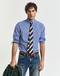 camisa clássica xadrez vichy de corte regular em popeline - azul universitário