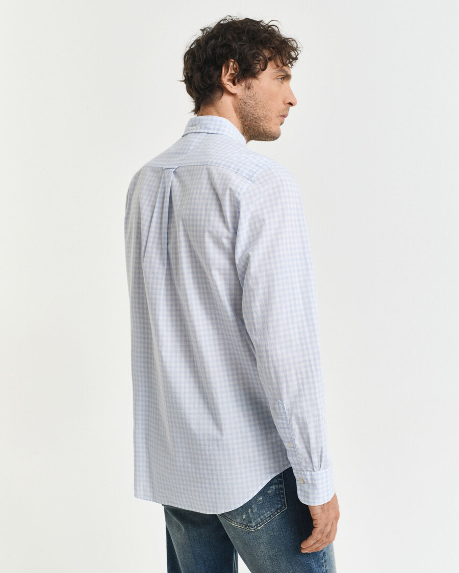 camisa clássica xadrez vichy de corte regular em popeline - azul claro
