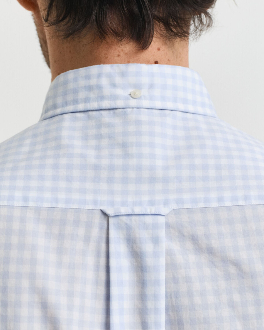 camisa clássica xadrez vichy de corte regular em popeline - azul claro