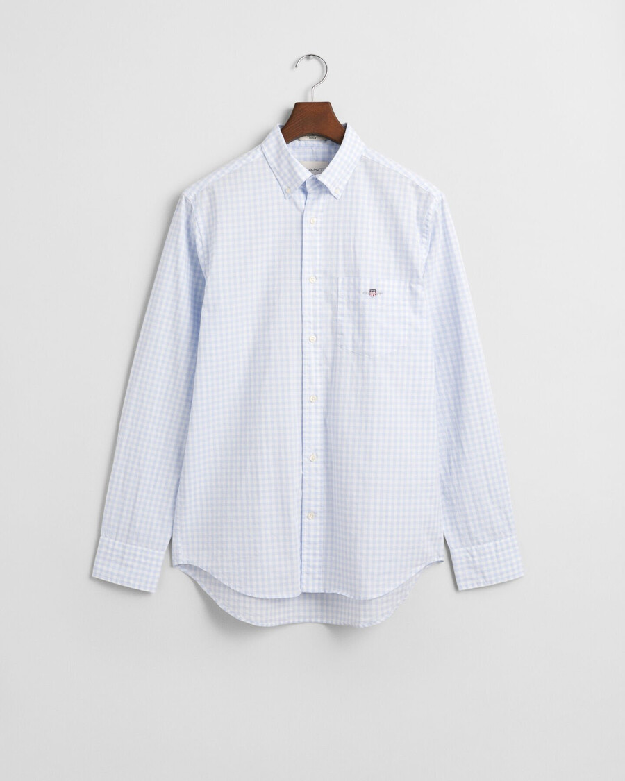 camisa clássica xadrez vichy de corte regular em popeline - azul claro