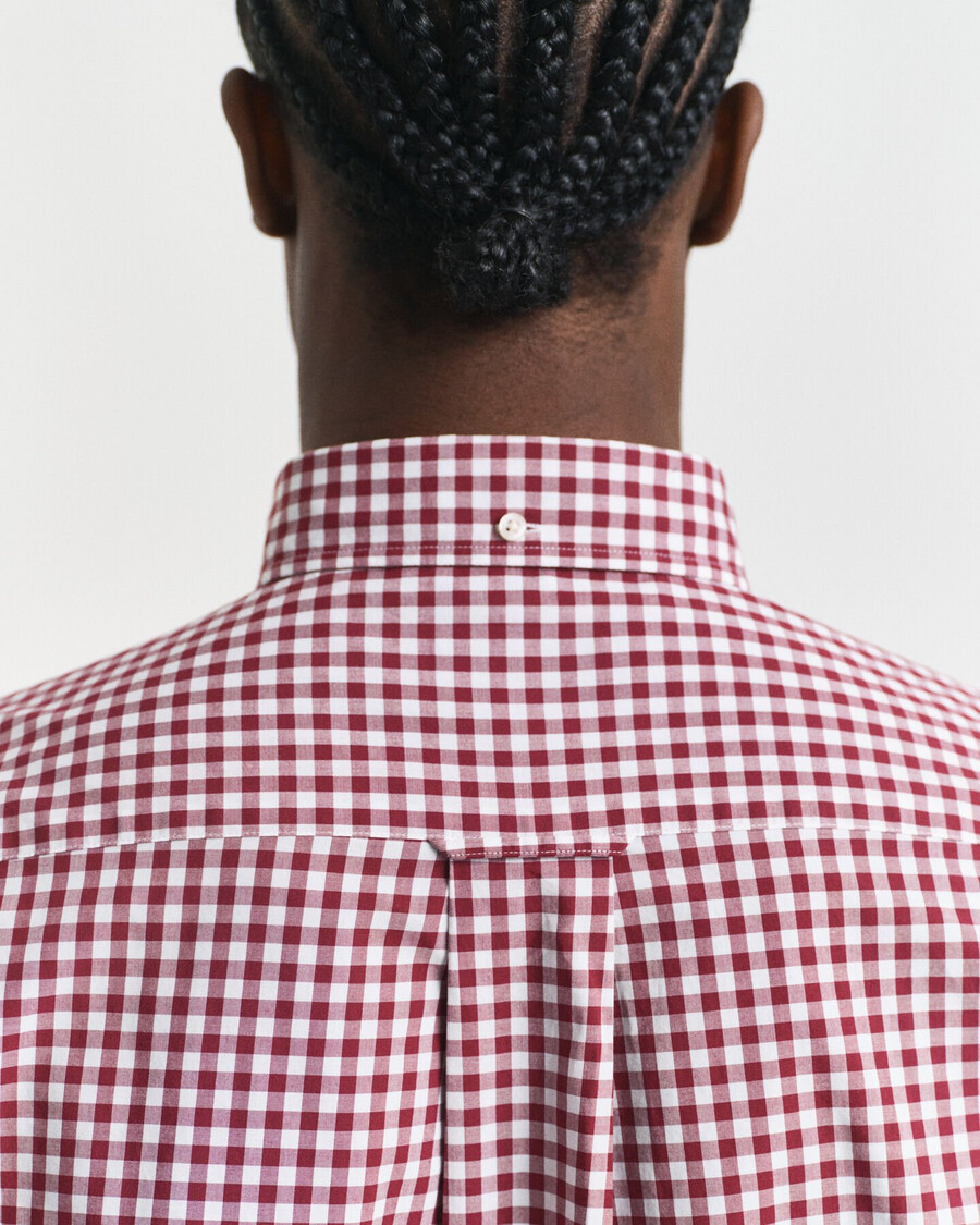 camisa clássica xadrez vichy de corte regular em popeline - vermelho encorpado