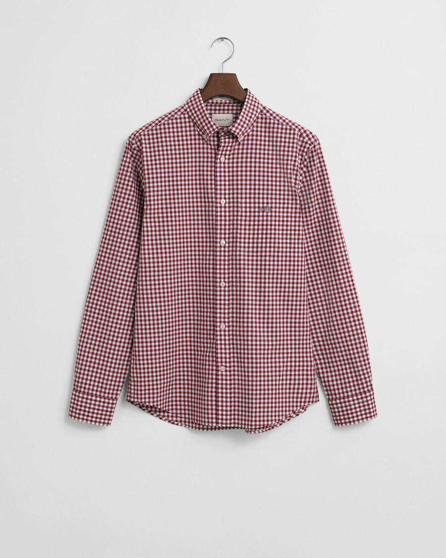 camisa clássica xadrez vichy de corte regular em popeline - vermelho encorpado