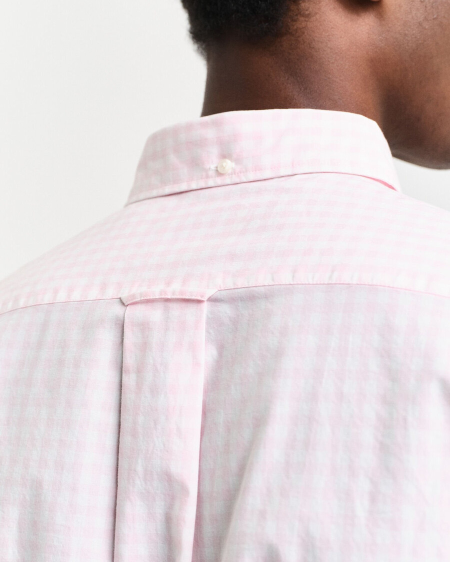 camisa clássica xadrez vichy de corte regular em popeline - rosa claro