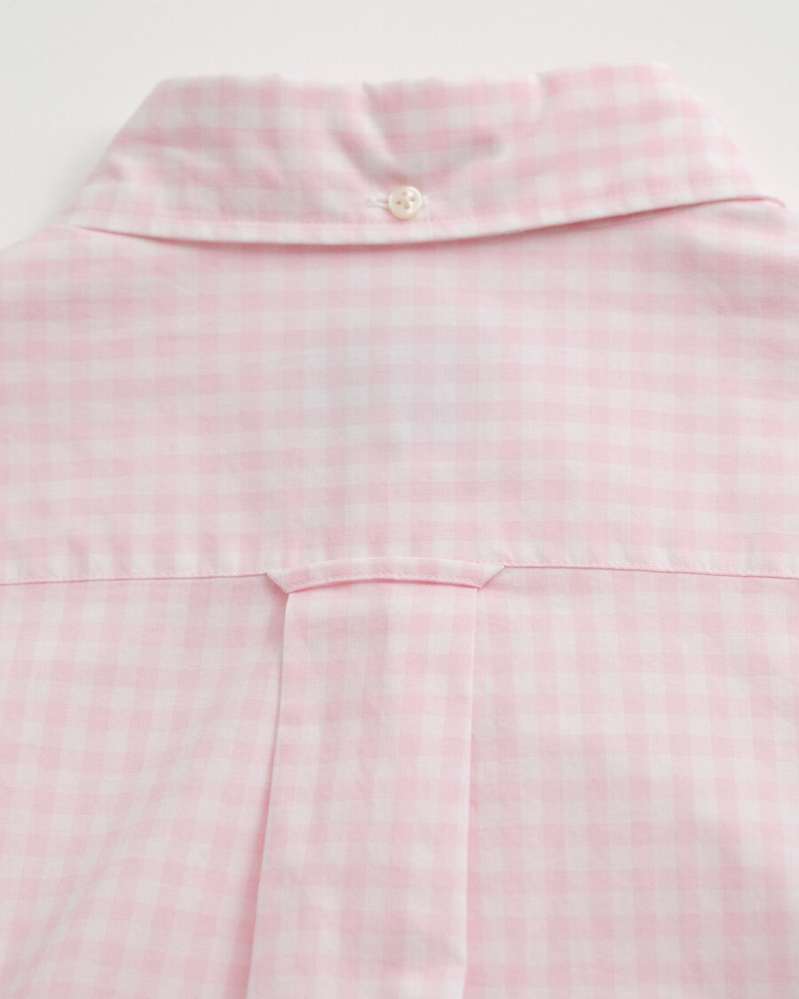 camisa clássica xadrez vichy de corte regular em popeline - rosa claro