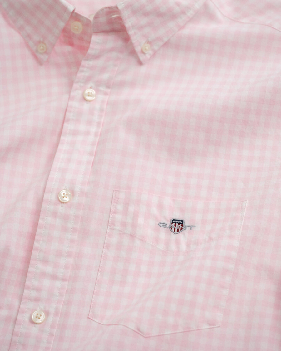 camisa clássica xadrez vichy de corte regular em popeline - rosa claro