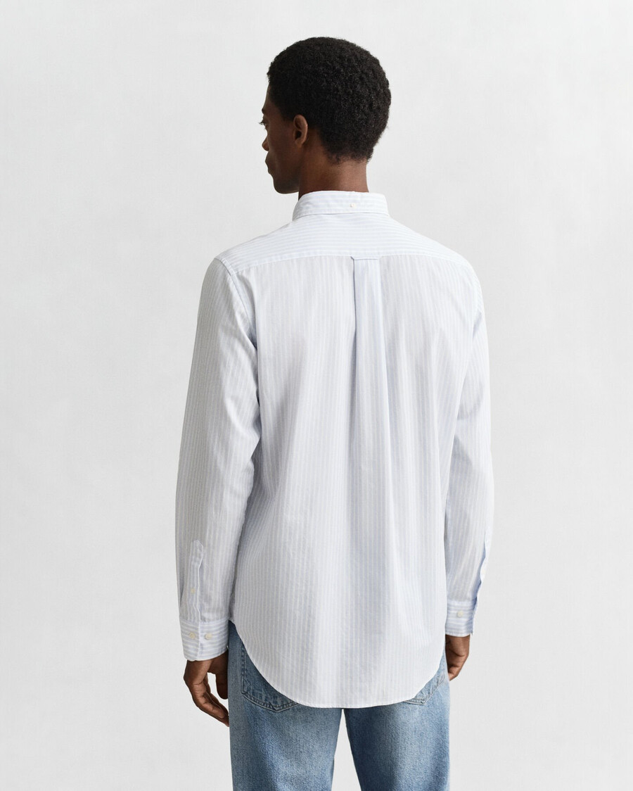 camisa clássica listrada de popeline com modelagem regular - azul claro