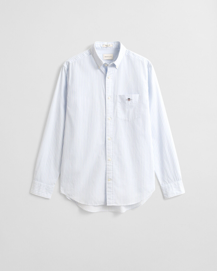 camisa clássica listrada de popeline com modelagem regular - azul claro