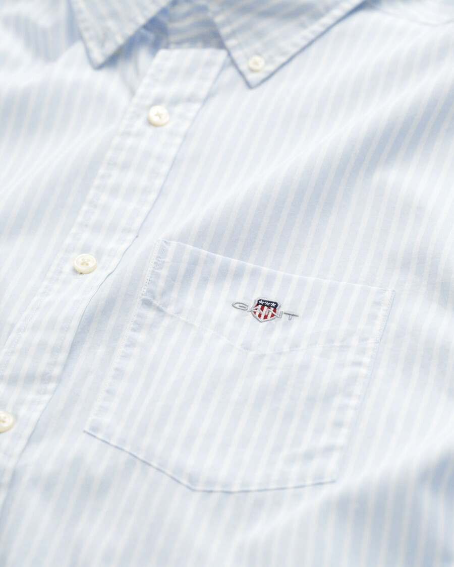 camisa clássica listrada de popeline com modelagem regular - azul claro