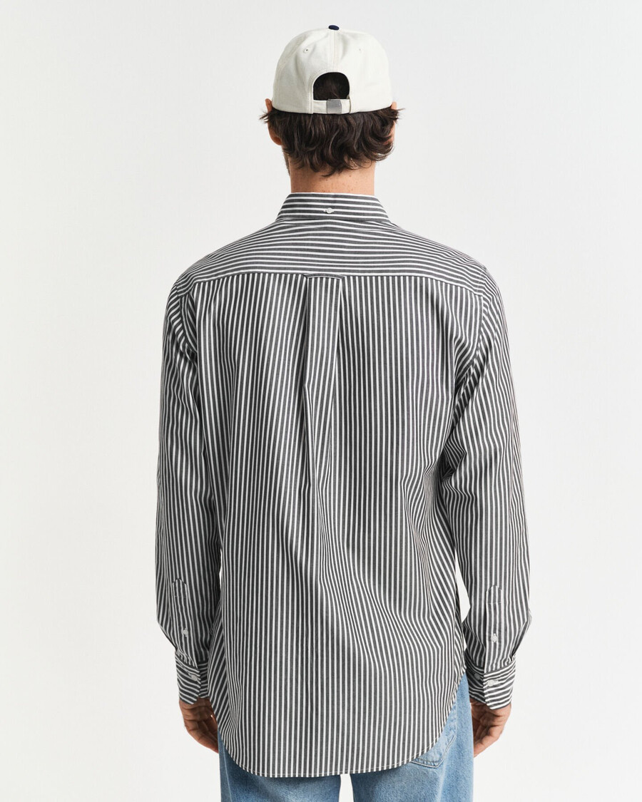 camisa clássica listrada de popeline com modelagem regular - preta