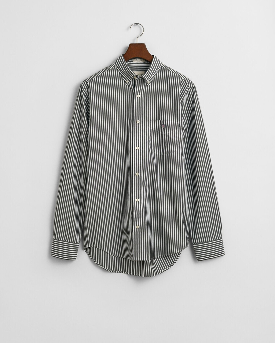 camisa clássica listrada de popeline com modelagem regular - preta