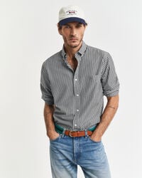 camisa clássica listrada de popeline com modelagem regular - preta