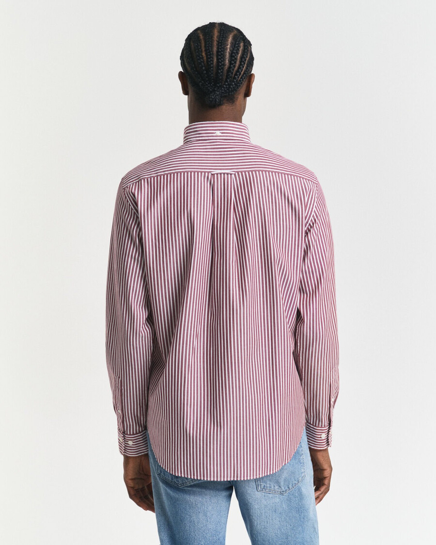 camisa clássica listrada de popeline com modelagem regular - vermelho encorpado