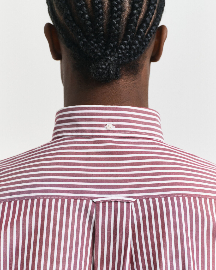 camisa clássica listrada de popeline com modelagem regular - vermelho encorpado
