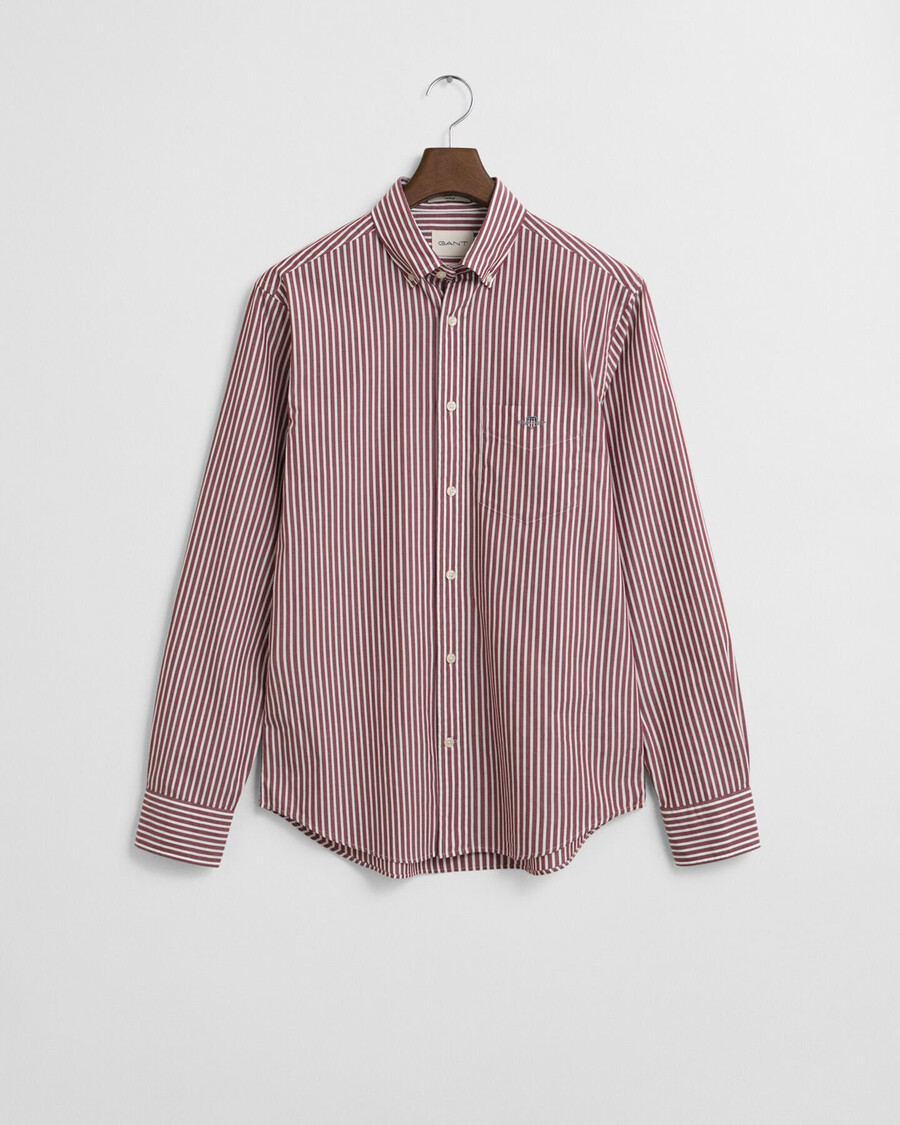 camisa clássica listrada de popeline com modelagem regular - vermelho encorpado