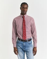 camisa clássica listrada de popeline com modelagem regular - vermelho encorpado