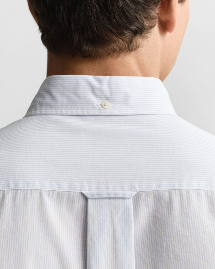 camisa clássica de corte regular com riscas estilo banqueiro em popeline - azul claro